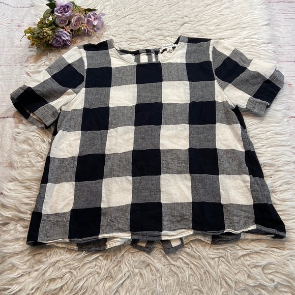 Madewell Boxy Button Back Top in Gingham Check sz XS - Picture 2 of 11